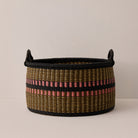 Goodee-Baba Tree-Large Woven Short Basket - Color - Navy/Olive/Pink