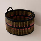 Goodee-Baba Tree-Large Woven Short Basket - Color - Navy/Olive/Pink