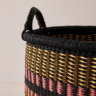 Goodee-Baba Tree-Large Woven Short Basket - Color - Navy/Olive/Pink