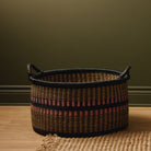 Goodee-Baba Tree-Large Woven Short Basket - Color - Navy/Olive/Pink