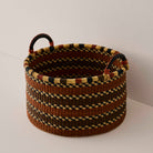 Goodee-Baba Tree-Medium Woven Short Basket - Color - Rust Stripe