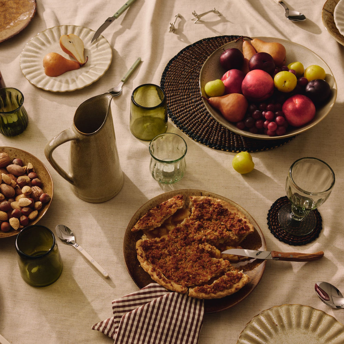 Goodee-Baba Tree-Round Placemats - Set of 4 - Color - Navy/Fig