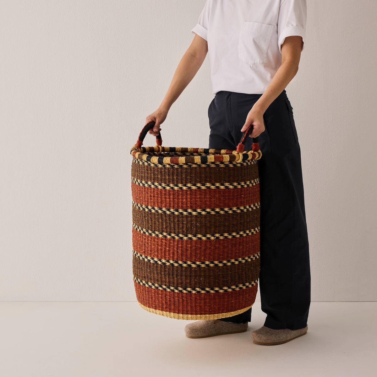 Goodee-Baba Tree-Tall Storage Basket - Exclusive - Color - Rust Stripe