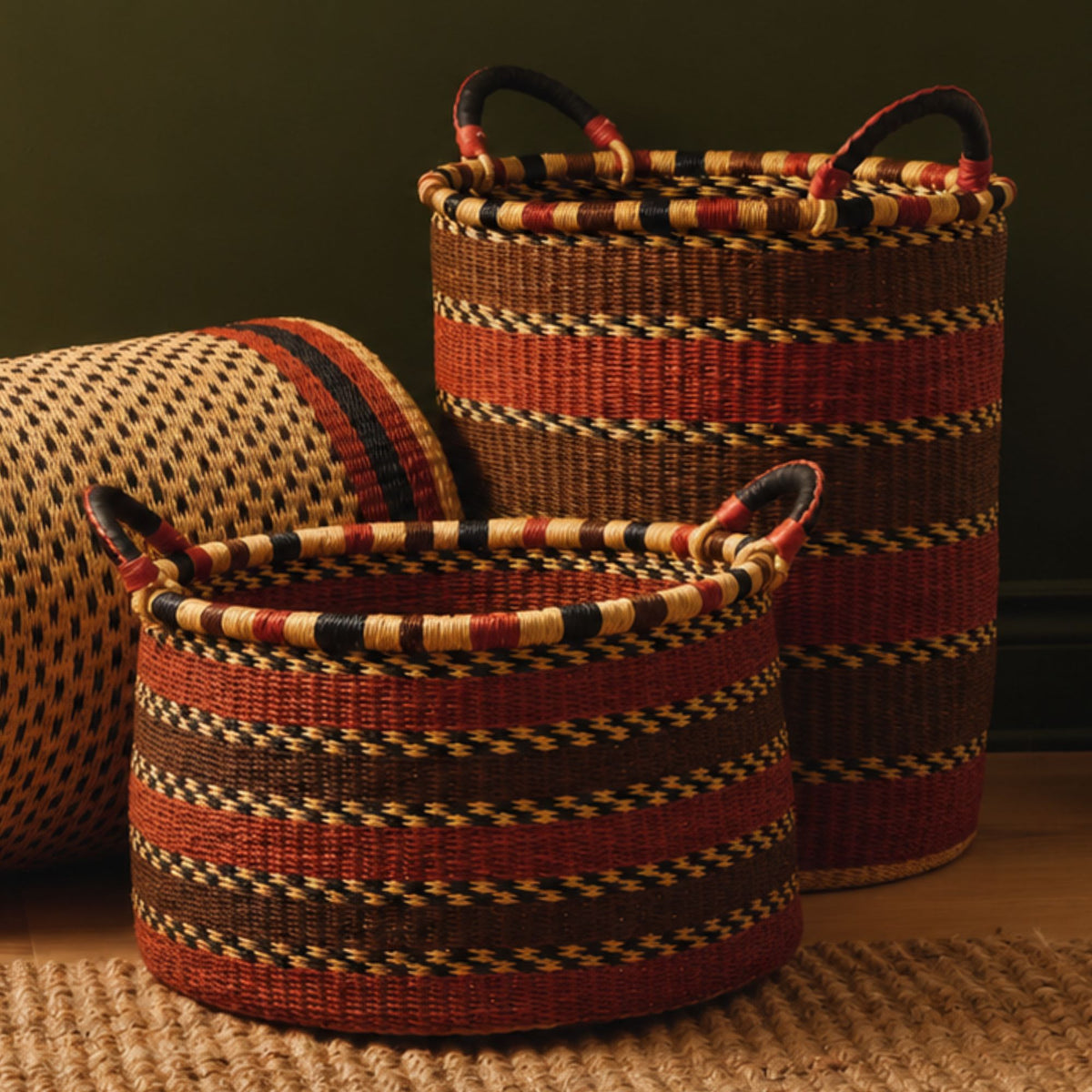 Goodee-Baba Tree-Tall Storage Basket - Exclusive - Color - Rust Stripe