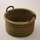 Goodee-Baba Tree-Small Woven Short Basket - Color - Rust/Green Stripes