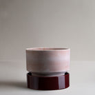 Goodee-Bergs Potter-Hoff Ø30 Planter - Color - Raw Rosa & Hoff Ø30 Saucer - Color - Burgundy Glazed