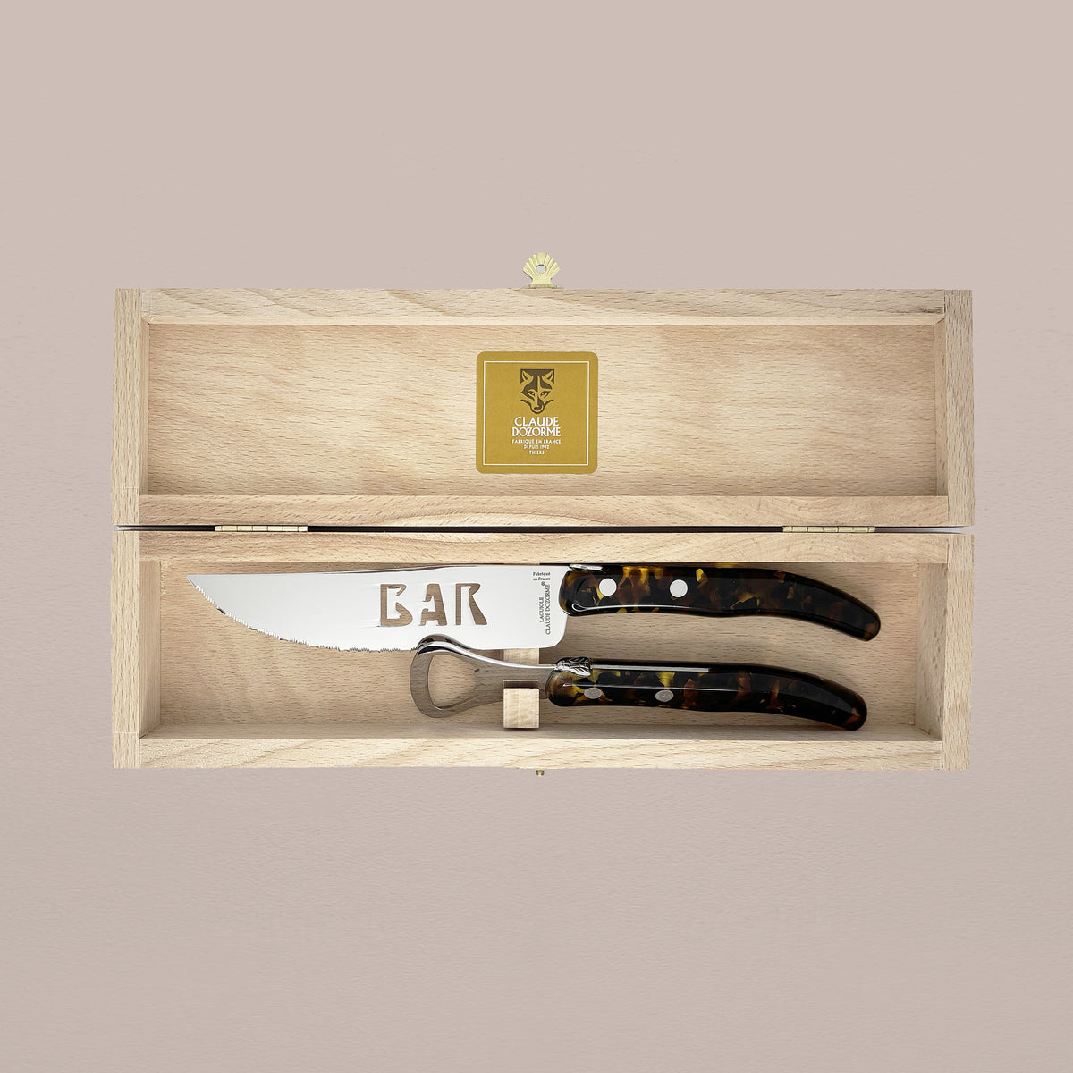 Goodee-Claude Dozorme-2-Piece Bar Knife & Bottle Opener Set - Tortoise - Color - Tortoise