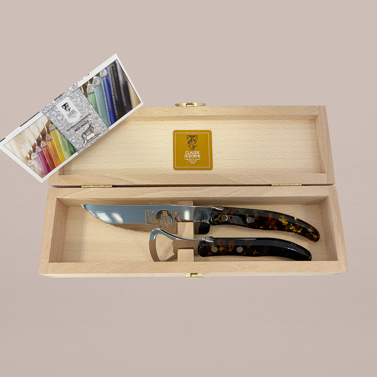 Goodee-Claude Dozorme-2-Piece Bar Knife & Bottle Opener Set - Tortoise - Color - Tortoise