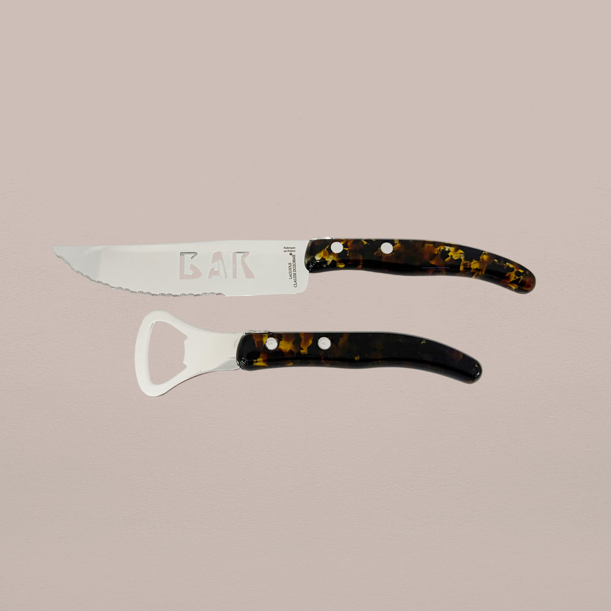 Goodee-Claude Dozorme-2-Piece Bar Knife & Bottle Opener Set - Tortoise - Color - Tortoise