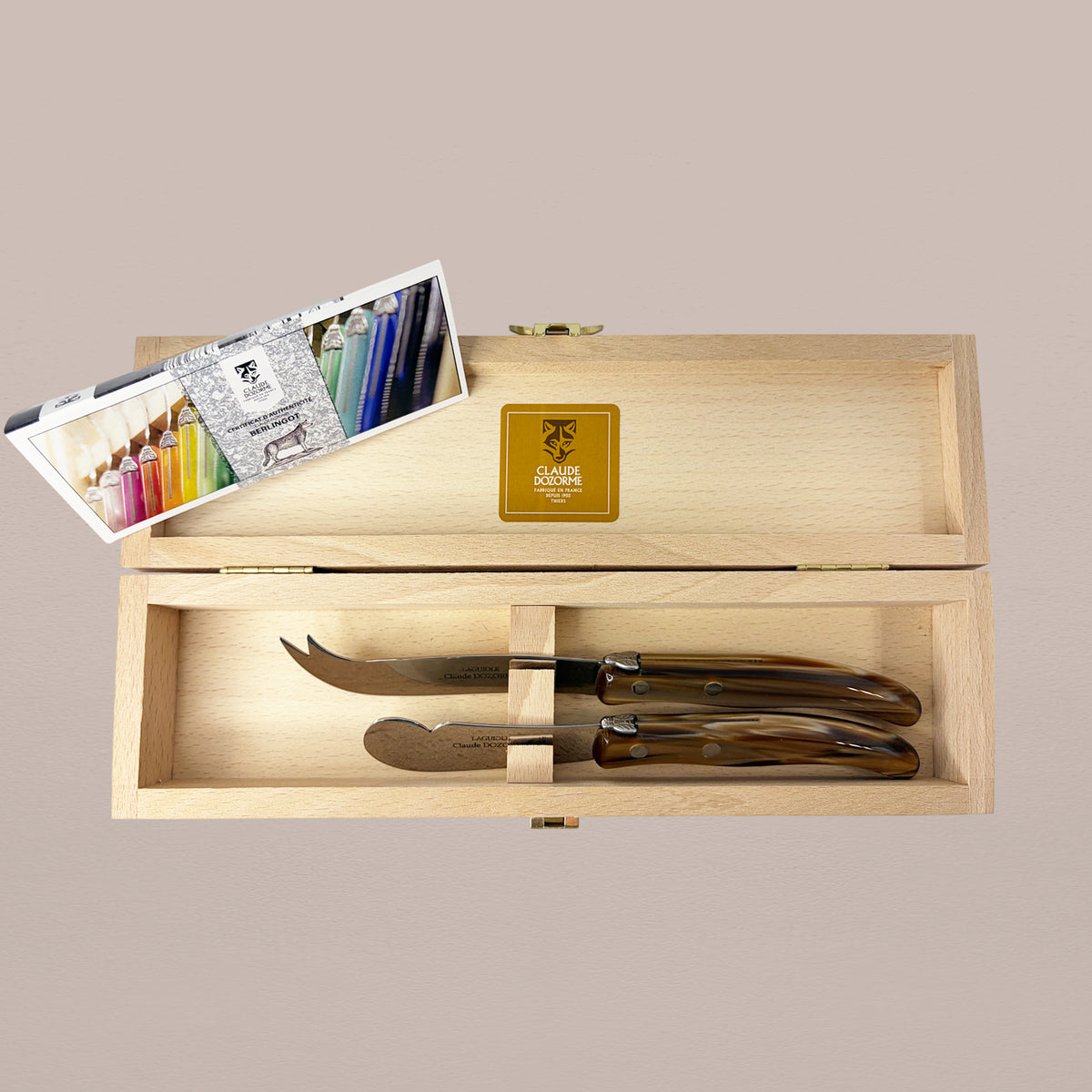 Goodee-Claude Dozorme-2-Piece Butter & Cheese Knife Set - Cappuccino - Color - Cappuccino