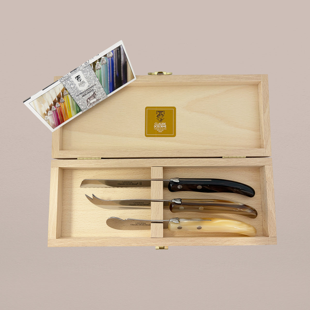 Goodee-Claude Dozorme-3-Piece Cheese Knife Set - Cafe Melange - Color - Cafe Melange