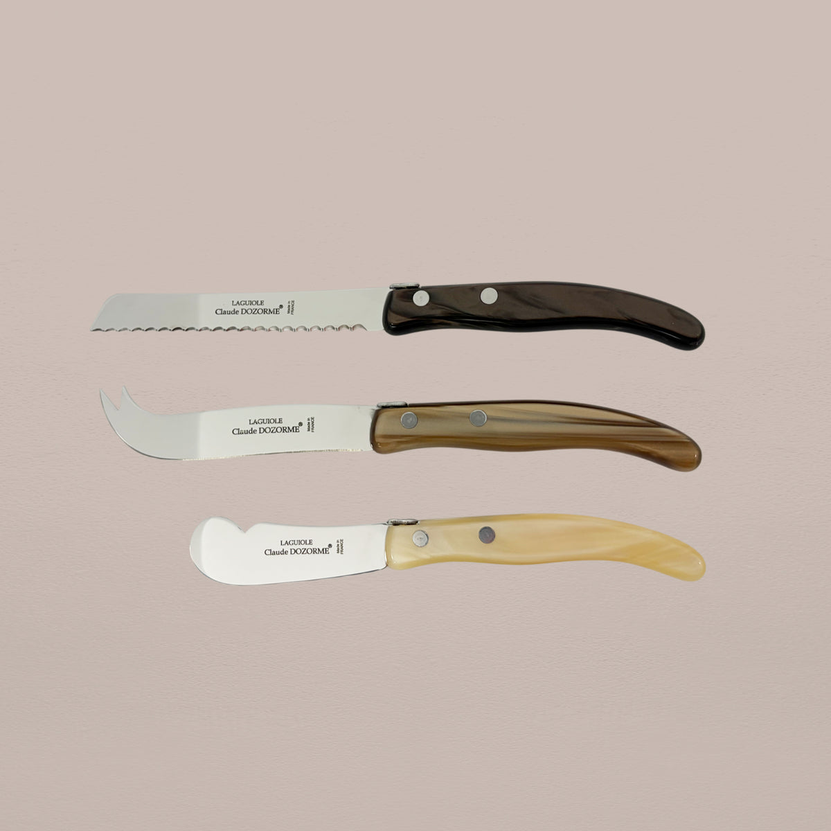 Goodee-Claude Dozorme-3-Piece Cheese Knife Set - Cafe Melange - Color - Cafe Melange