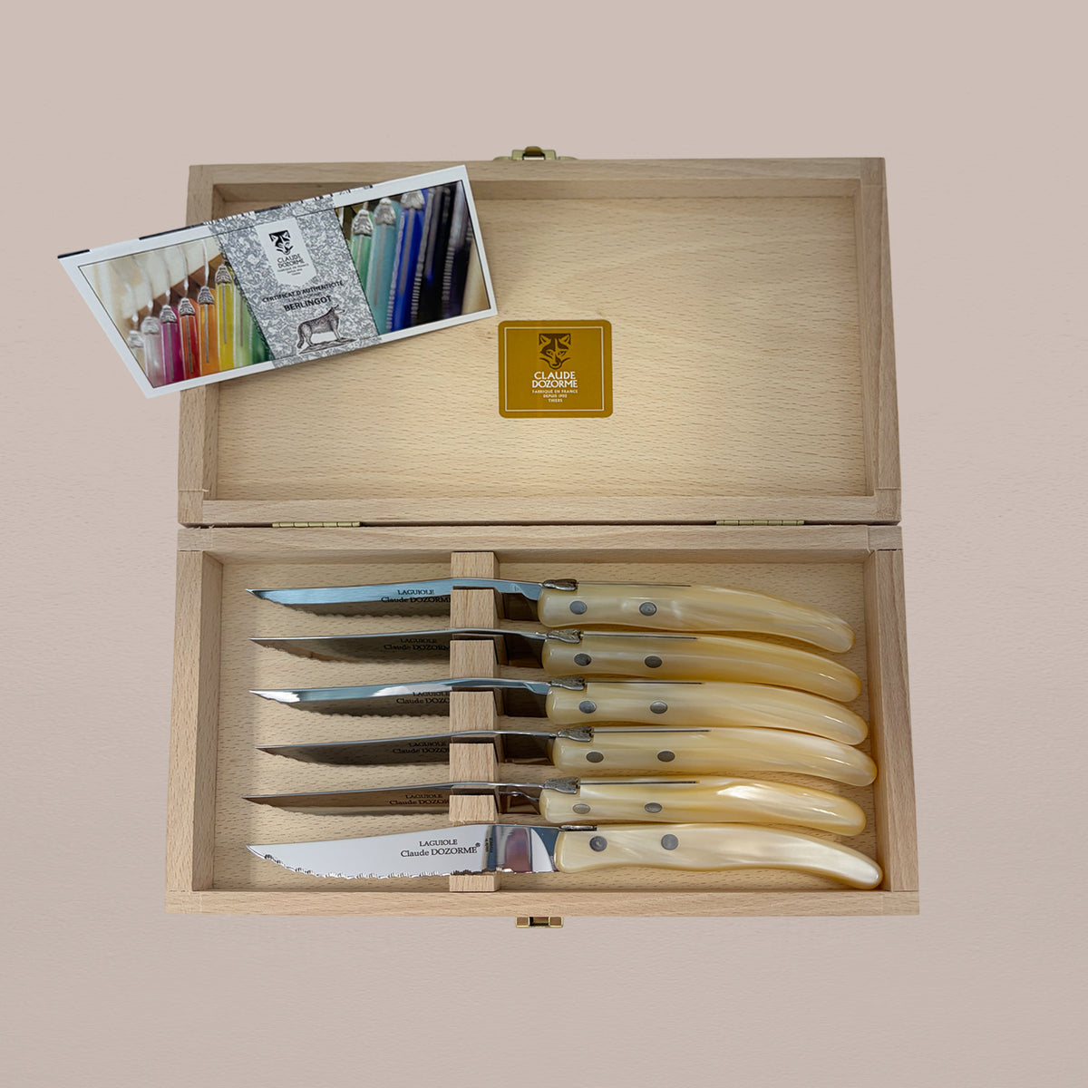 Goodee-Claude Dozorme-6-Piece Steak Knife Set - Natural Pearl- Color - Natural Pearl