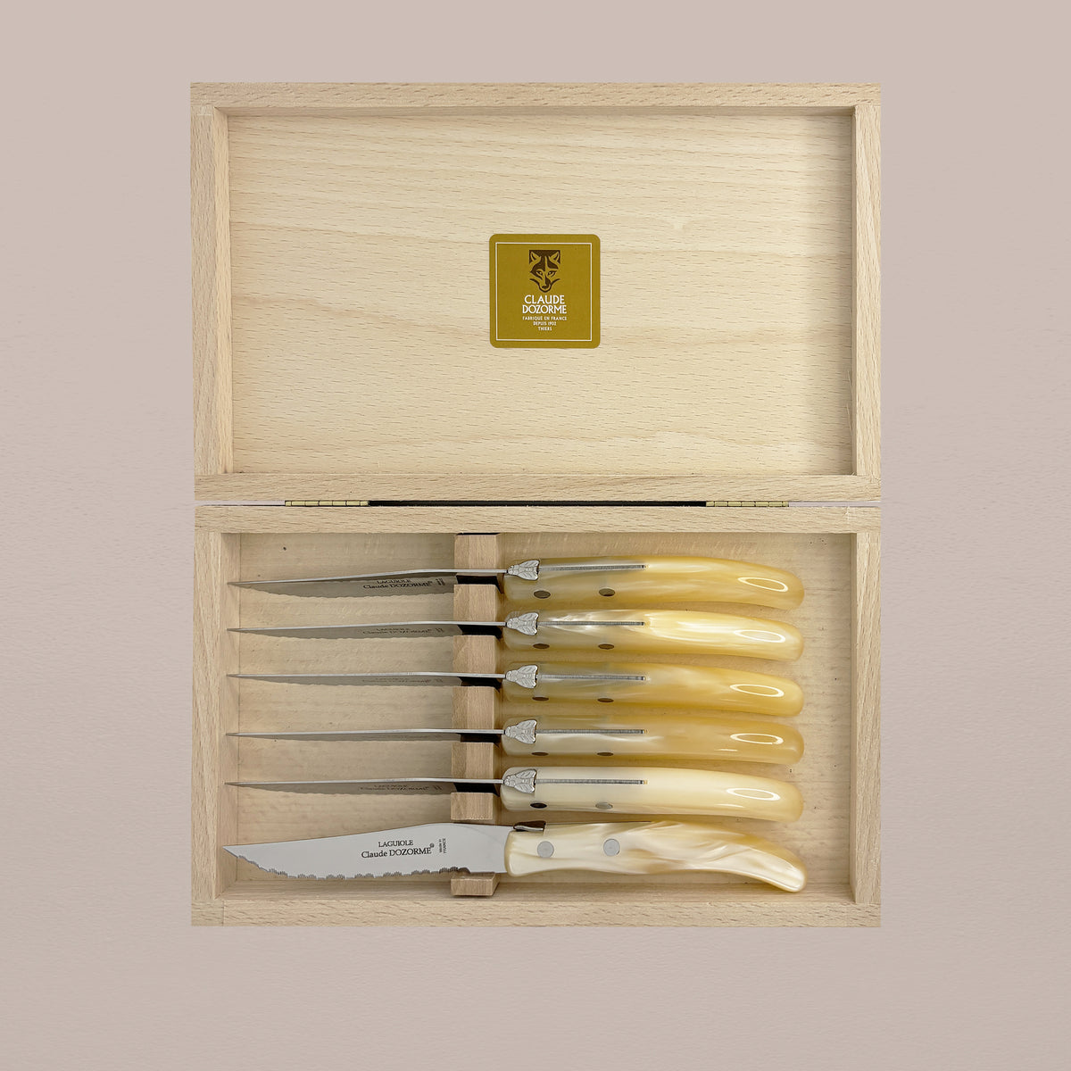 Goodee-Claude Dozorme-6-Piece Steak Knife Set - Natural Pearl- Color - Natural Pearl