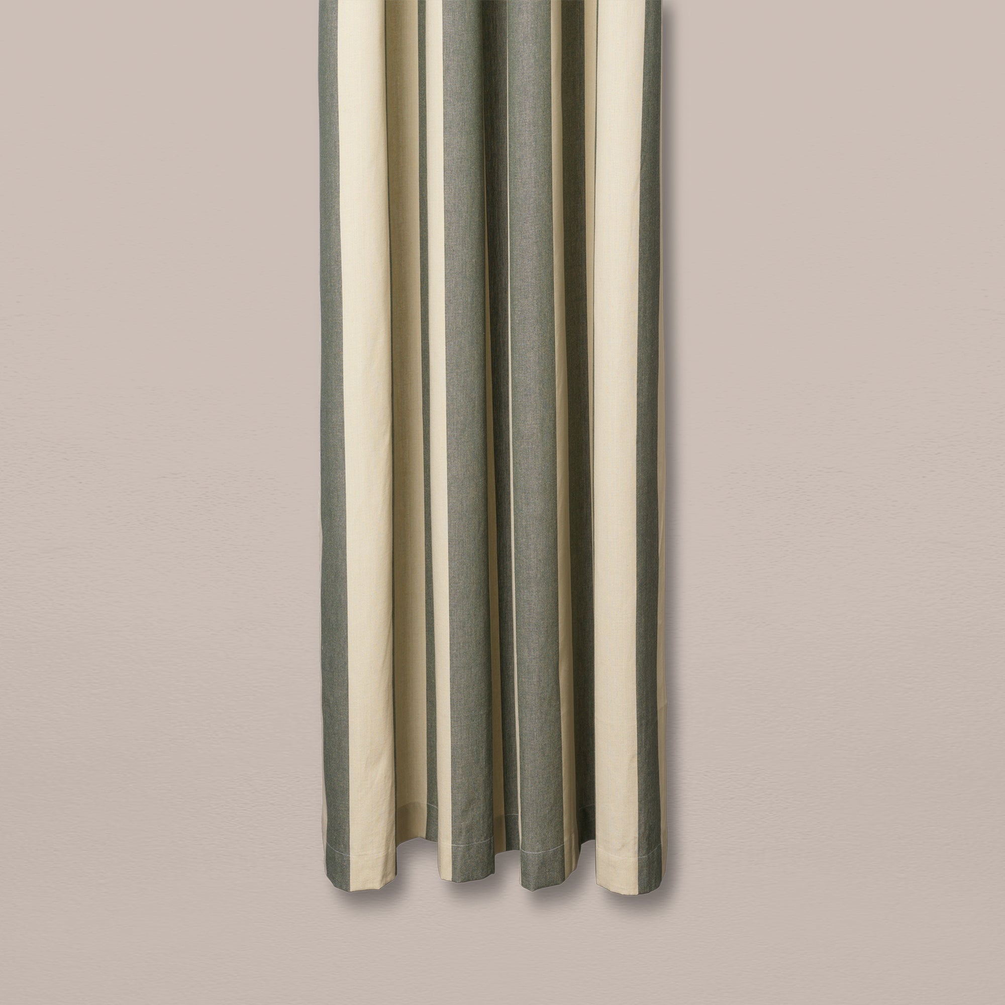 Goodee-Ferm Living-Organic Cotton Chambray Shower Curtain - Wide Stripe - Color - Lichen/Parchment