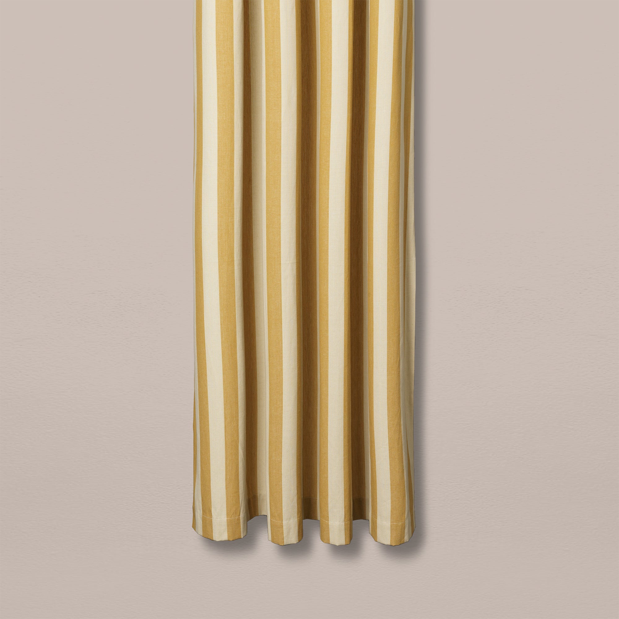 Goodee-Ferm Living-Organic Cotton Chambray Shower Curtain - Wide Stripe - Color - Yellow/Parchment