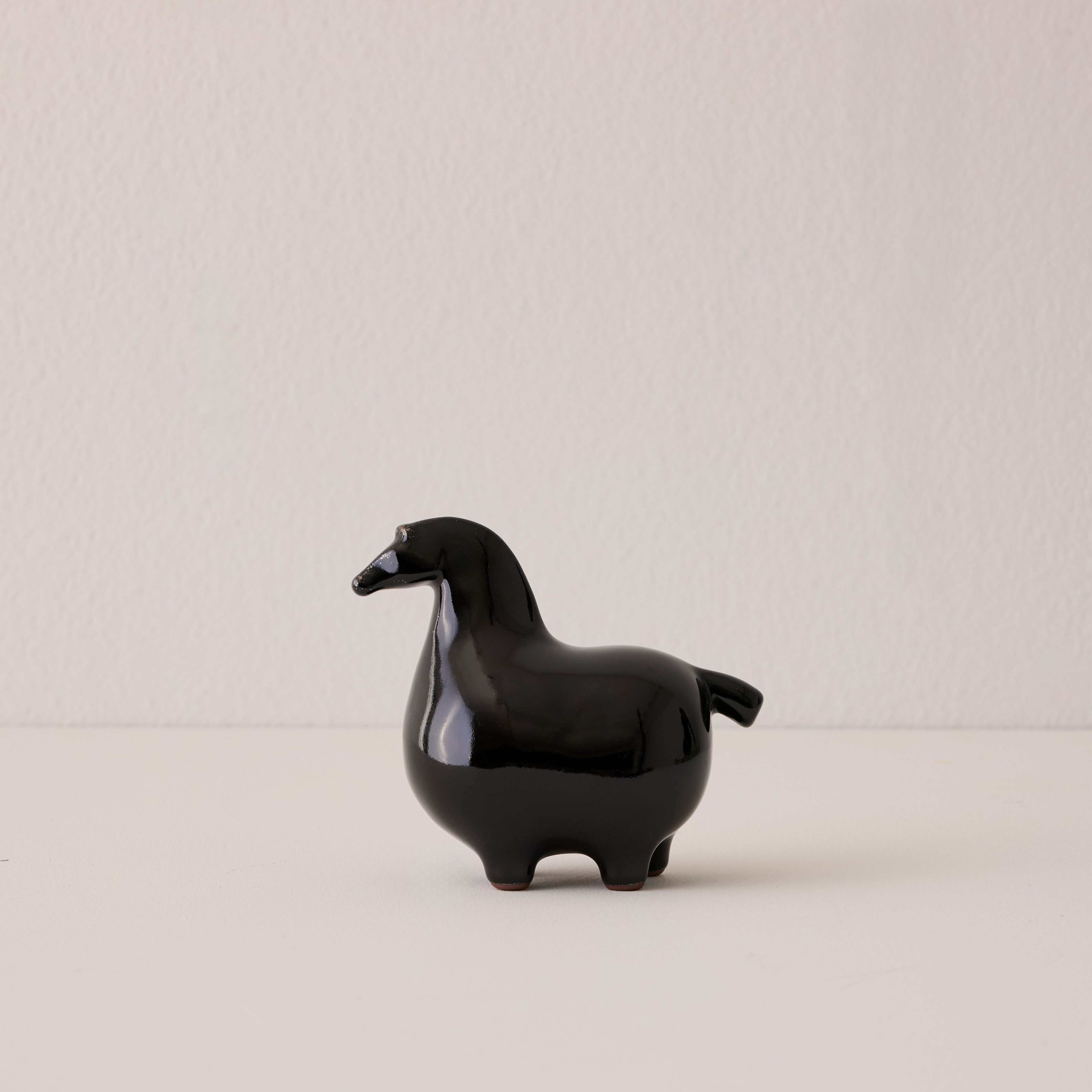 Goodee-Kashiwa Craft-Horse Ornament  - Glazed - Color - Black