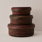 Goodee-Makaua-Round Woven Lidded Basket - Exclusive - Color - Zebra Mulberry