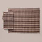 Goodee-Tensira-Hand-Dyed Cotton Napkins - Set of 4 - Color - Chocolate Gingham/Ecru