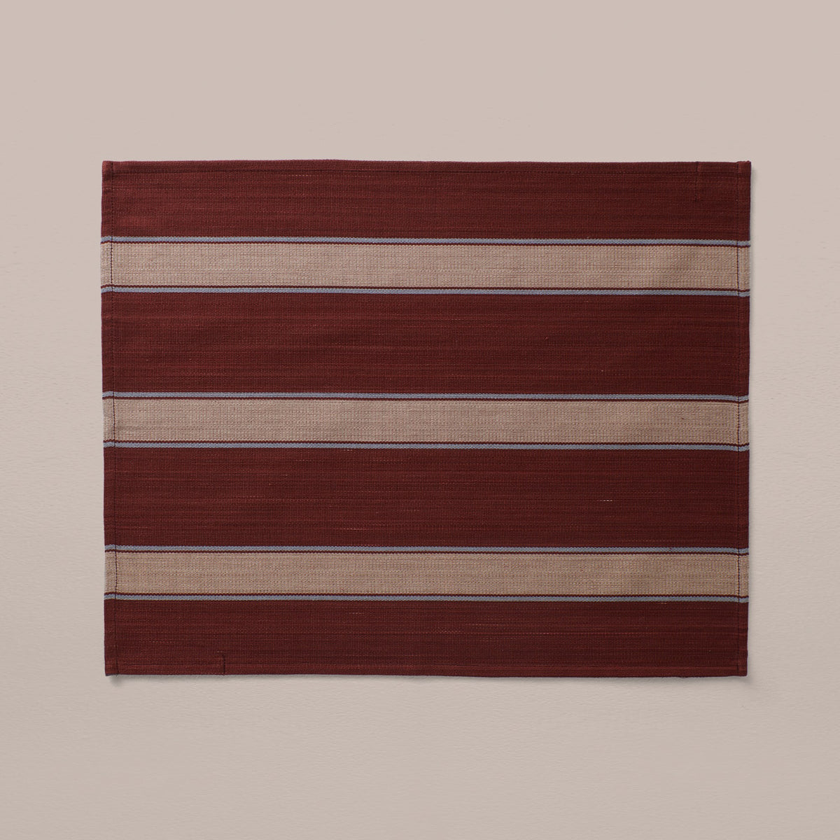 Goodee-Tensira-Hand-Dyed Cotton Placemats - Set of 4 - Color - Red/Ecru/Blue