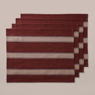 Goodee-Tensira-Hand-Dyed Cotton Placemats - Set of 4 - Color - Red/Ecru/Blue