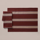 Goodee-Tensira-Hand-Dyed Cotton Placemats - Set of 4 - Color - Red/Ecru/Blue