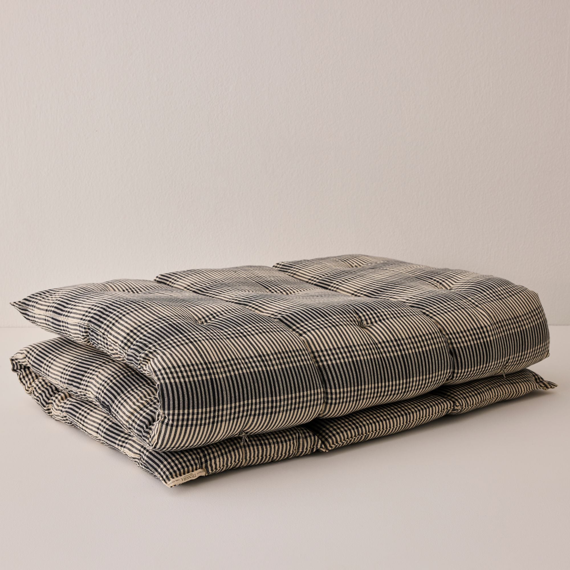Goodee-Tensira-Kapok Foldable Lounge Cushion - Color - Black/Off White Tartan