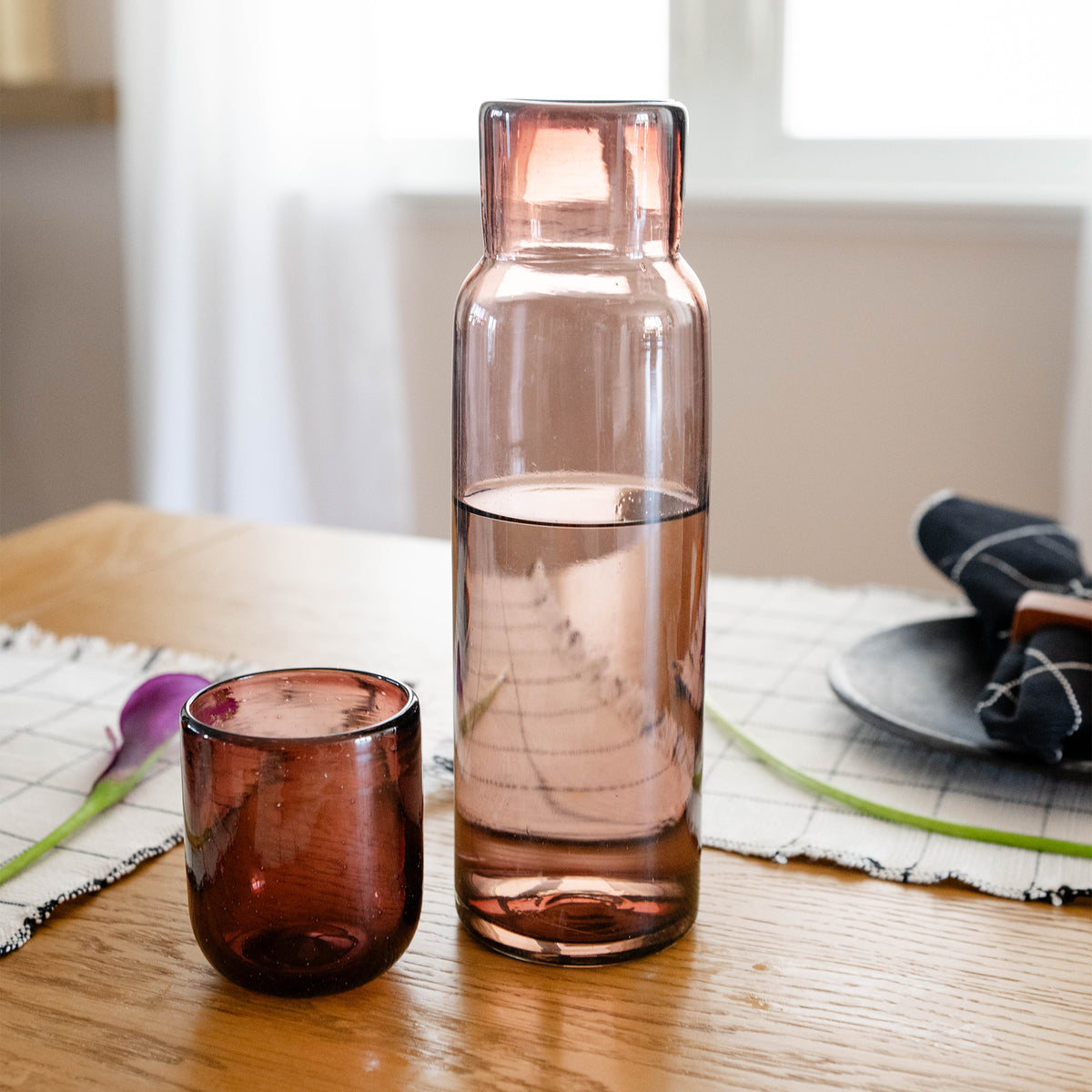 Goodee-Volverde-Bedside Glass Carafe with Lid - Color - Amethyst