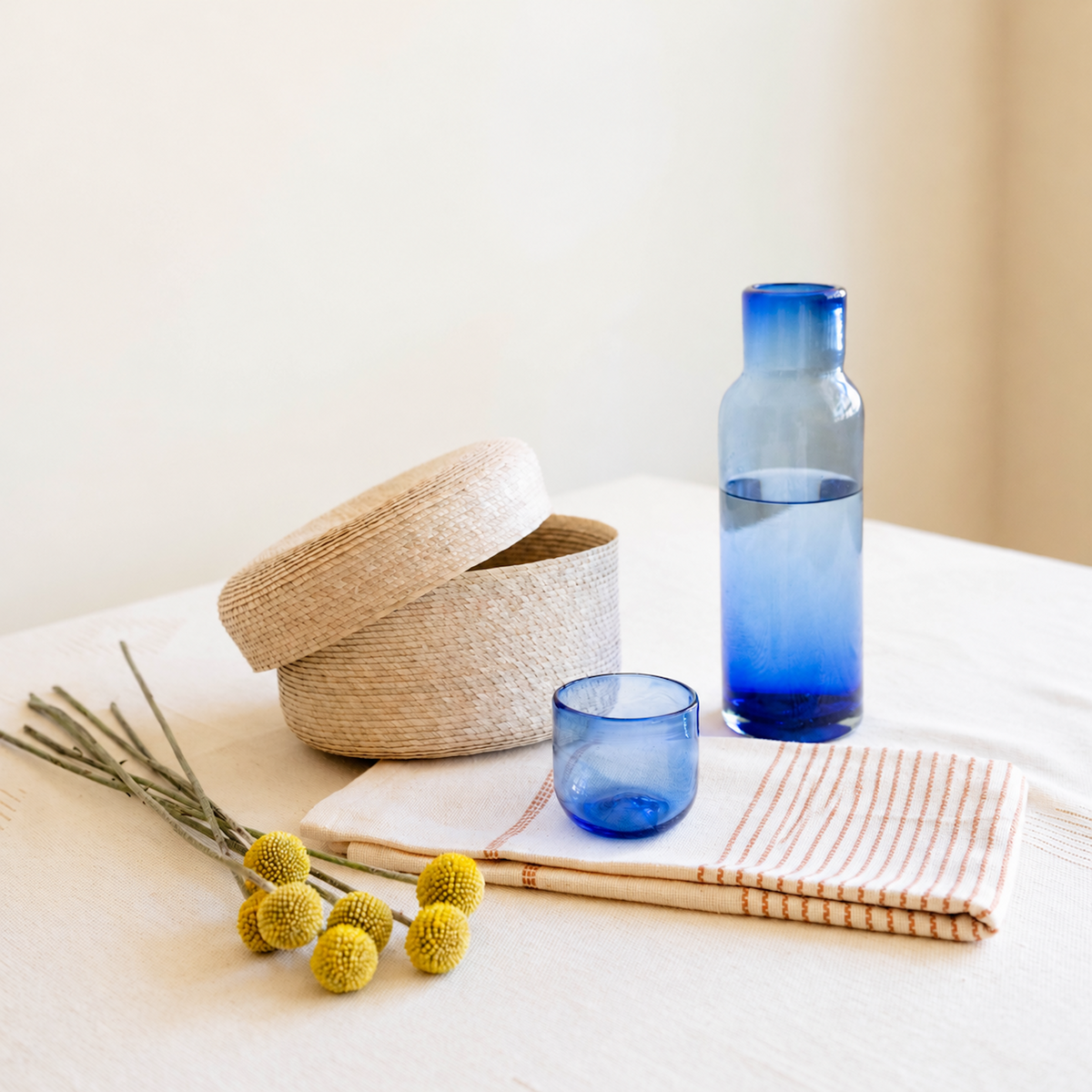 Goodee-Volverde-Bedside Glass Carafe with Lid - Color - Cobalt Blue