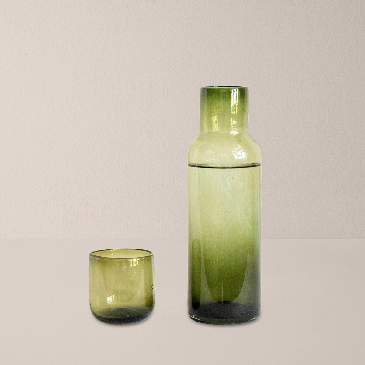 Goodee-Volverde-Bedside Glass Carafe with Lid - Color - Olive