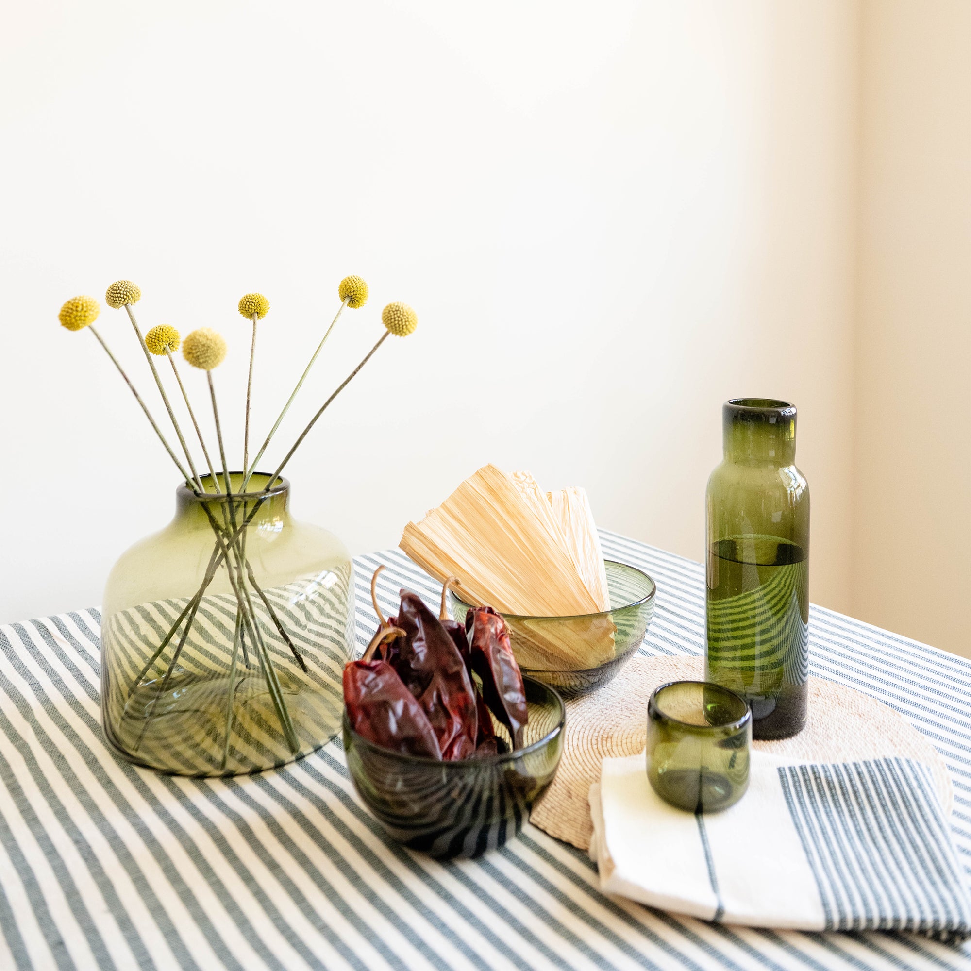 Goodee-Volverde-Bedside Glass Carafe with Lid - Color - Olive