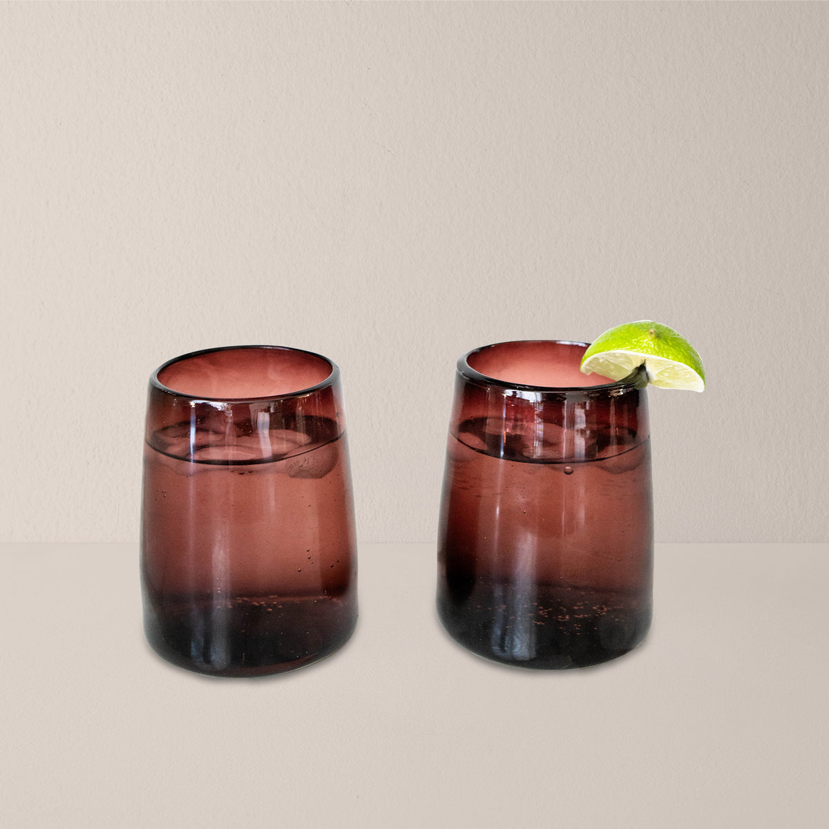 Goodee-Volverder-Optic Glass Tumblers - Set of 2 - Color - Amethyst