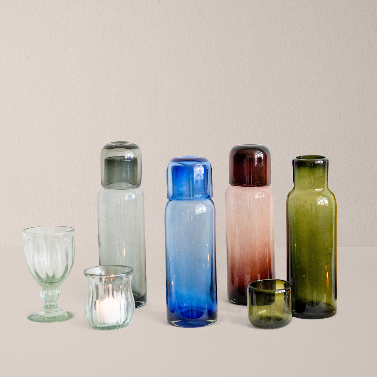 Goodee-Volverde-Glass Petal Hurricane Candle Lantern - Color - Clear