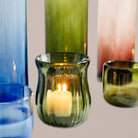 Goodee-Volverde-Glass Petal Hurricane Candle Lantern - Color - Olive