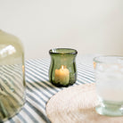 Goodee-Volverde-Glass Petal Hurricane Candle Lantern - Color - Olive