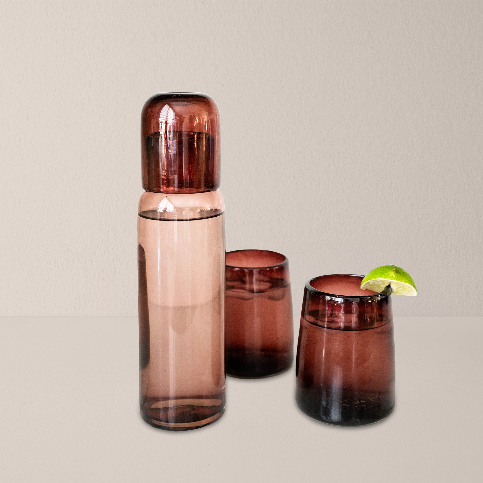 Goodee-Volverder-Optic Glass Tumblers - Set of 2 - Color - Amethyst