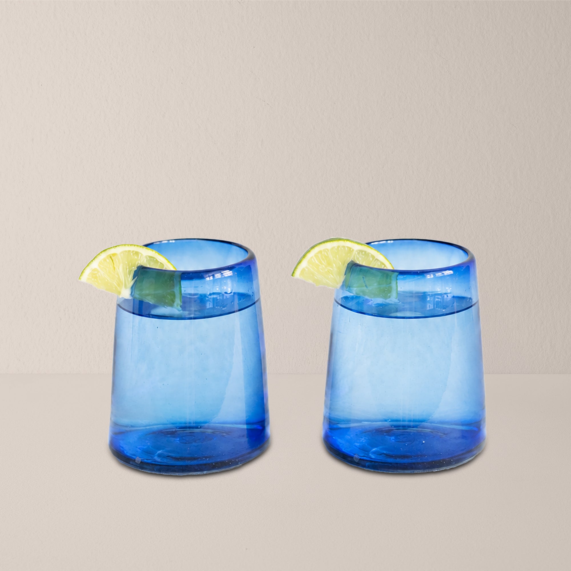 Goodee-Volverder-Optic Glass Tumblers - Set of 2 - Color - Cobalt Blue