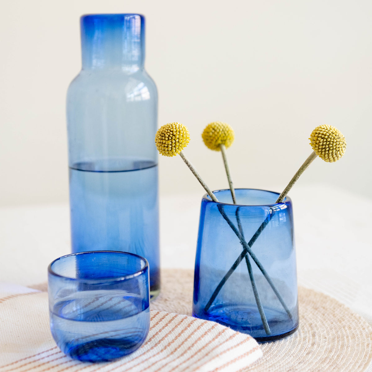 Goodee-Volverder-Optic Glass Tumblers - Set of 2 - Color - Cobalt Blue