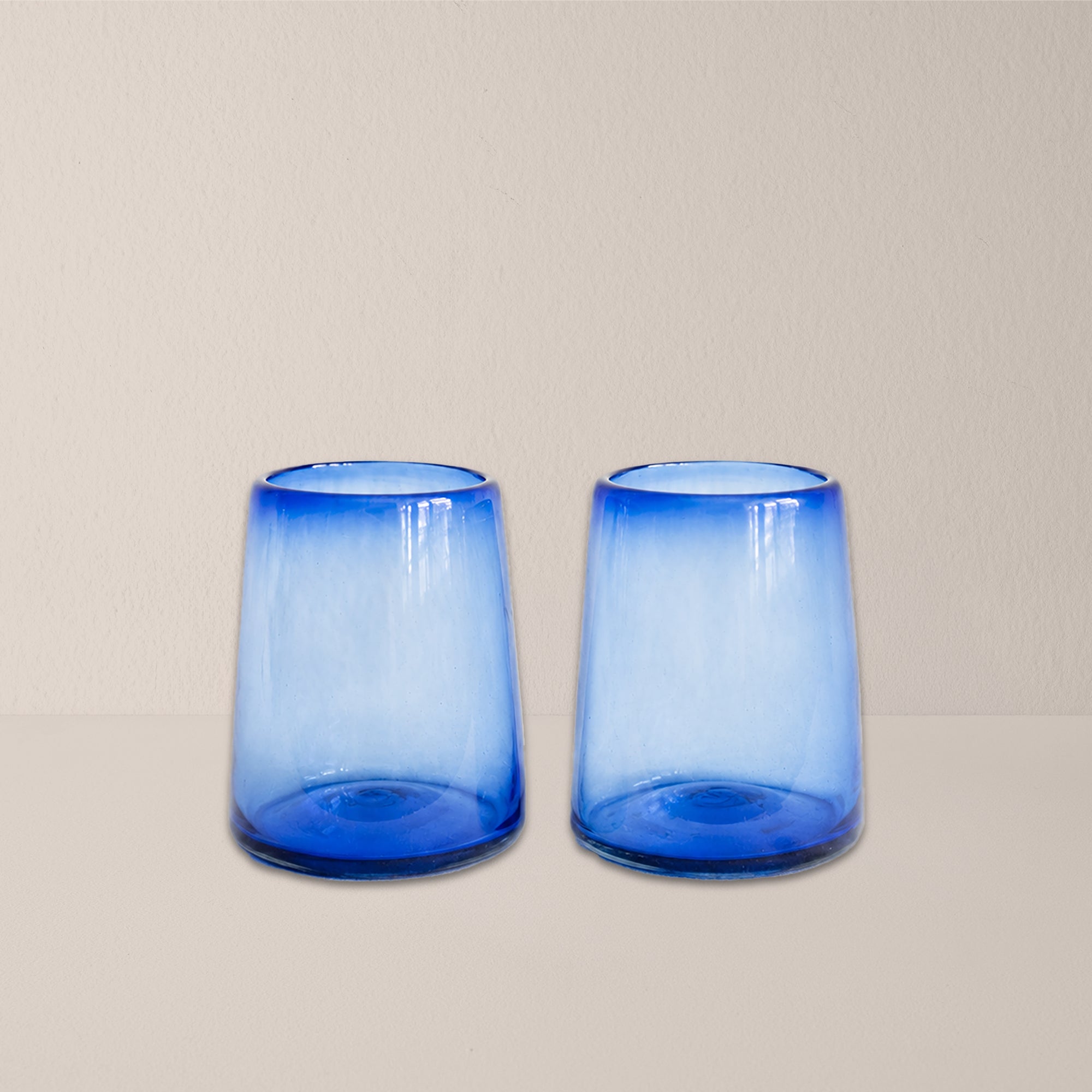 Goodee-Volverder-Optic Glass Tumblers - Set of 2 - Color - Cobalt Blue