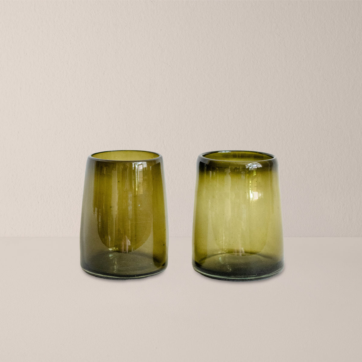 Goodee-Volverder-Optic Glass Tumblers - Set of 2 - Color - Olive
