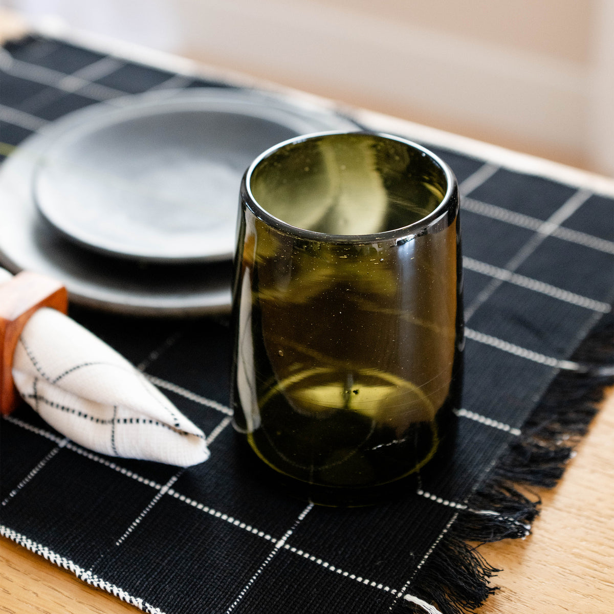 Goodee-Volverder-Optic Glass Tumblers - Set of 2 - Color - Olive