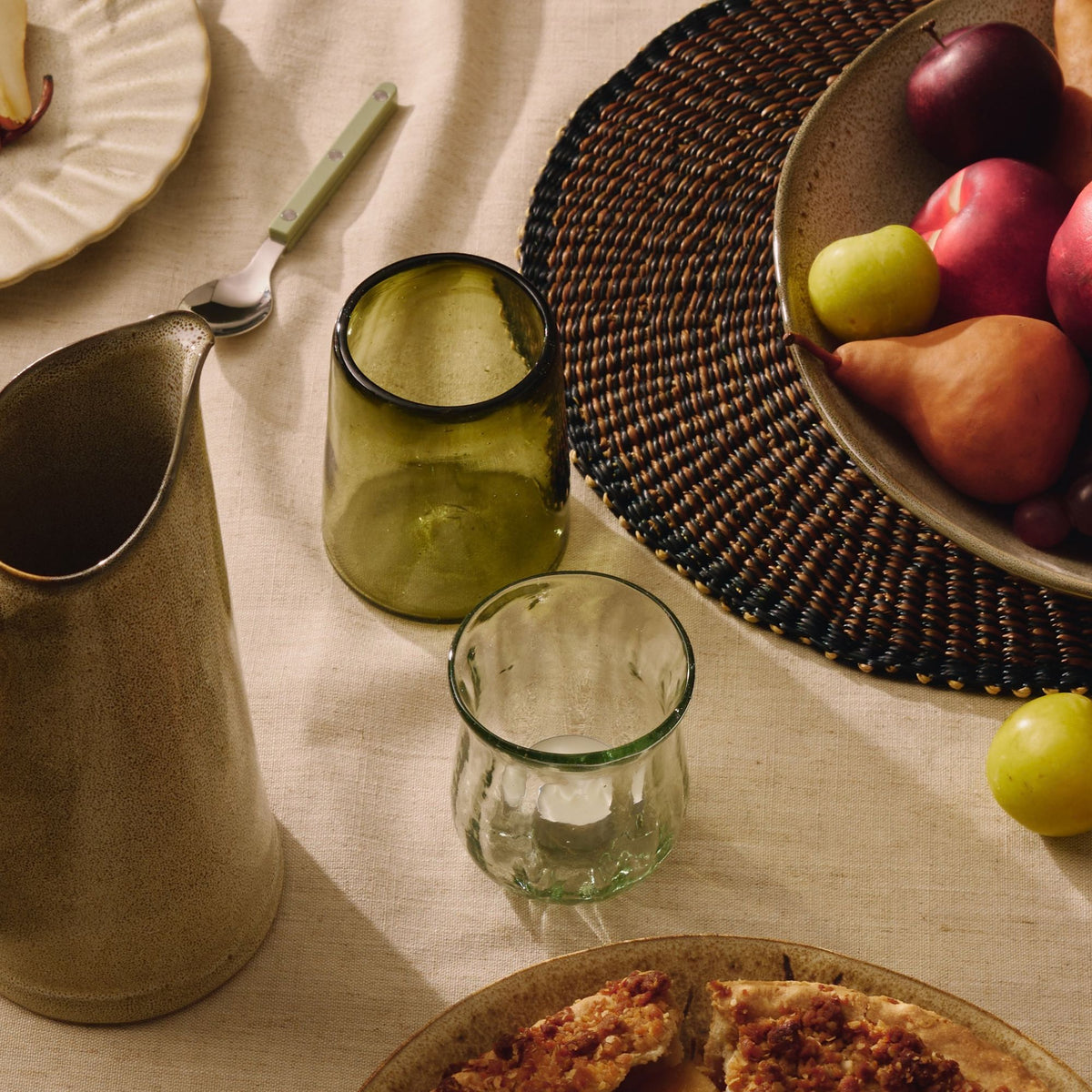 Goodee-Volverder-Optic Glass Tumblers - Set of 2 - Color - Olive