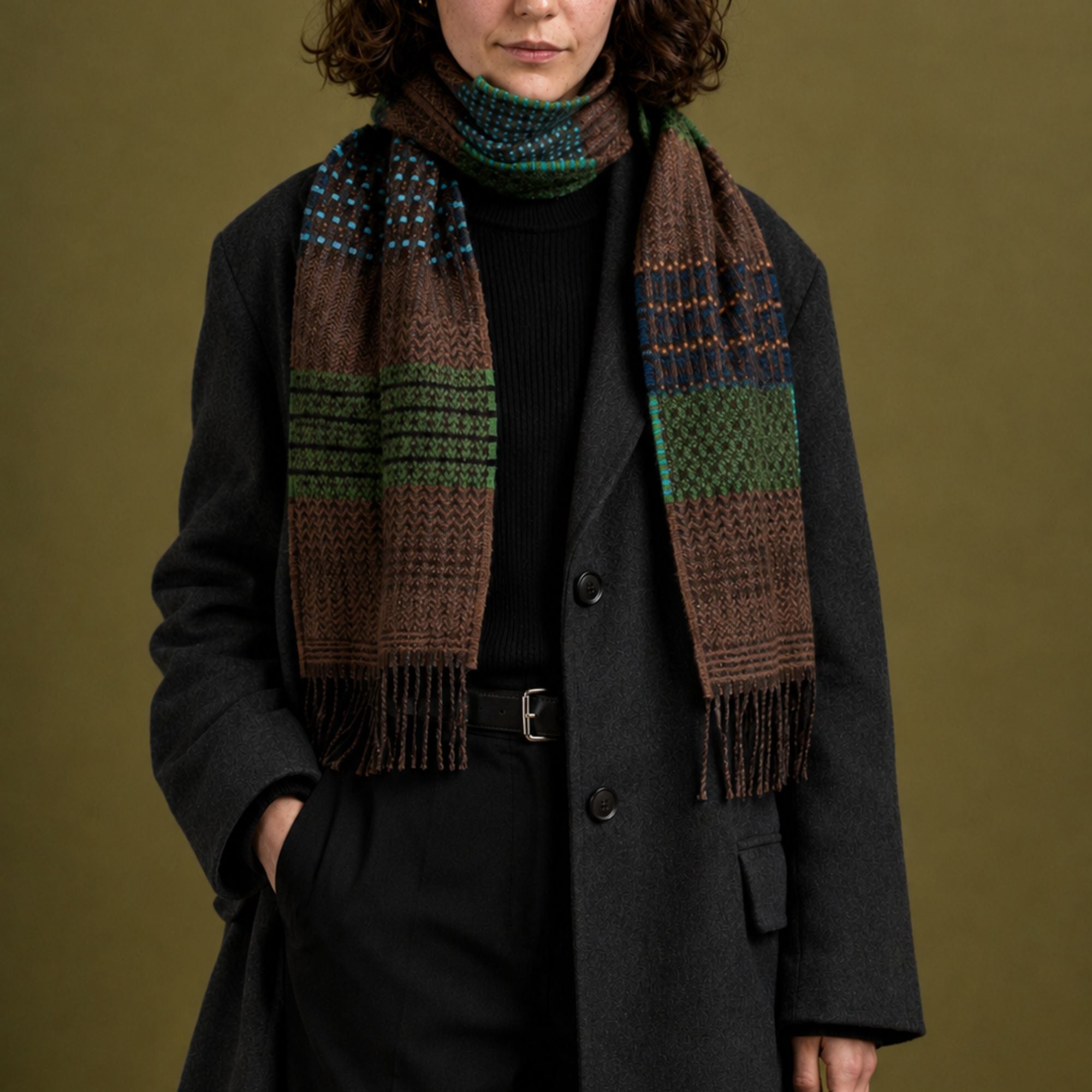 Goodee-Wallace Sewell-Merino Lambswool Walton Scarf - Hedge - Color - Hedge