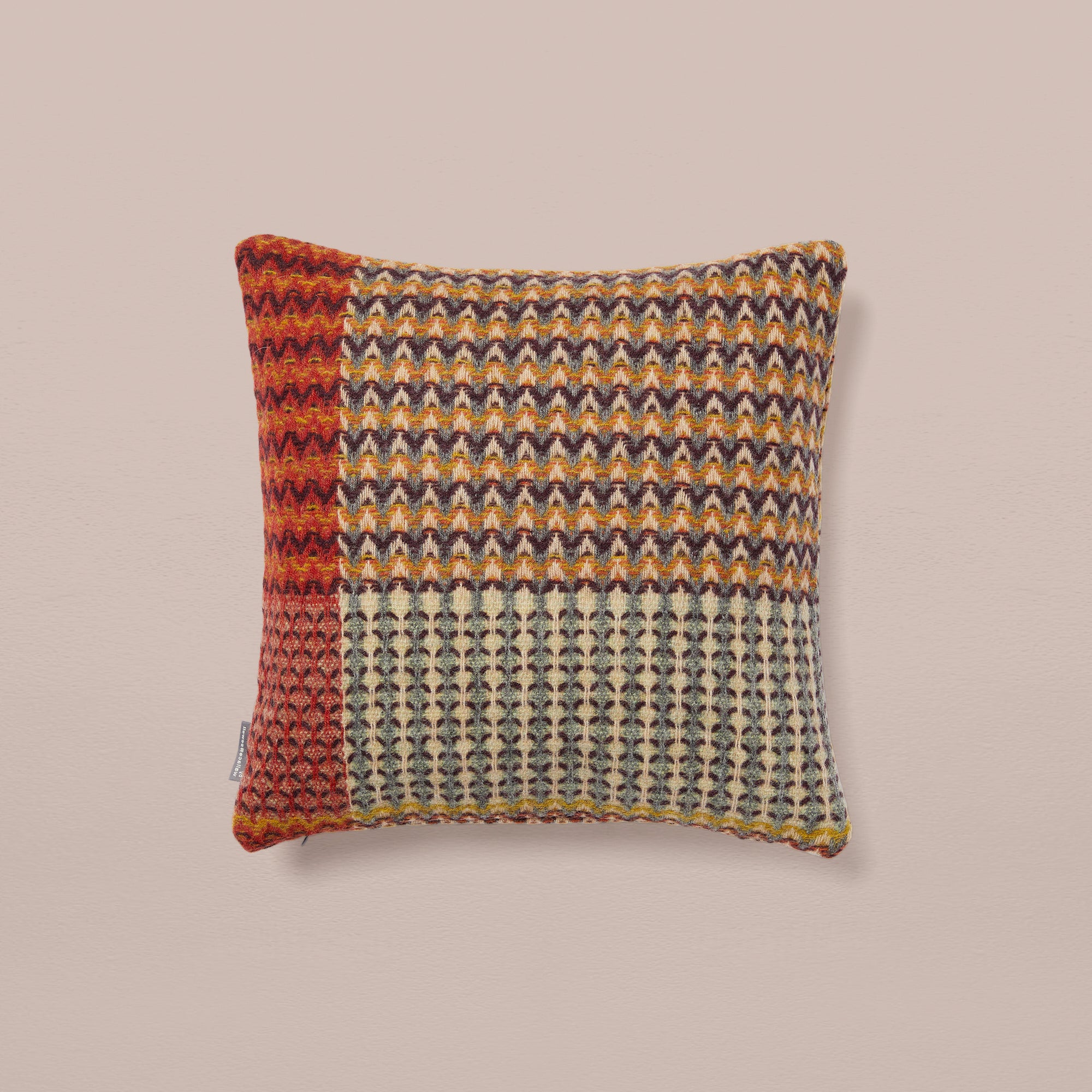 Goodee-Wallace Sewell-Shetland Wool Ripple Cushion Cover - Yosemite - Color - Maroon/Red Stripe