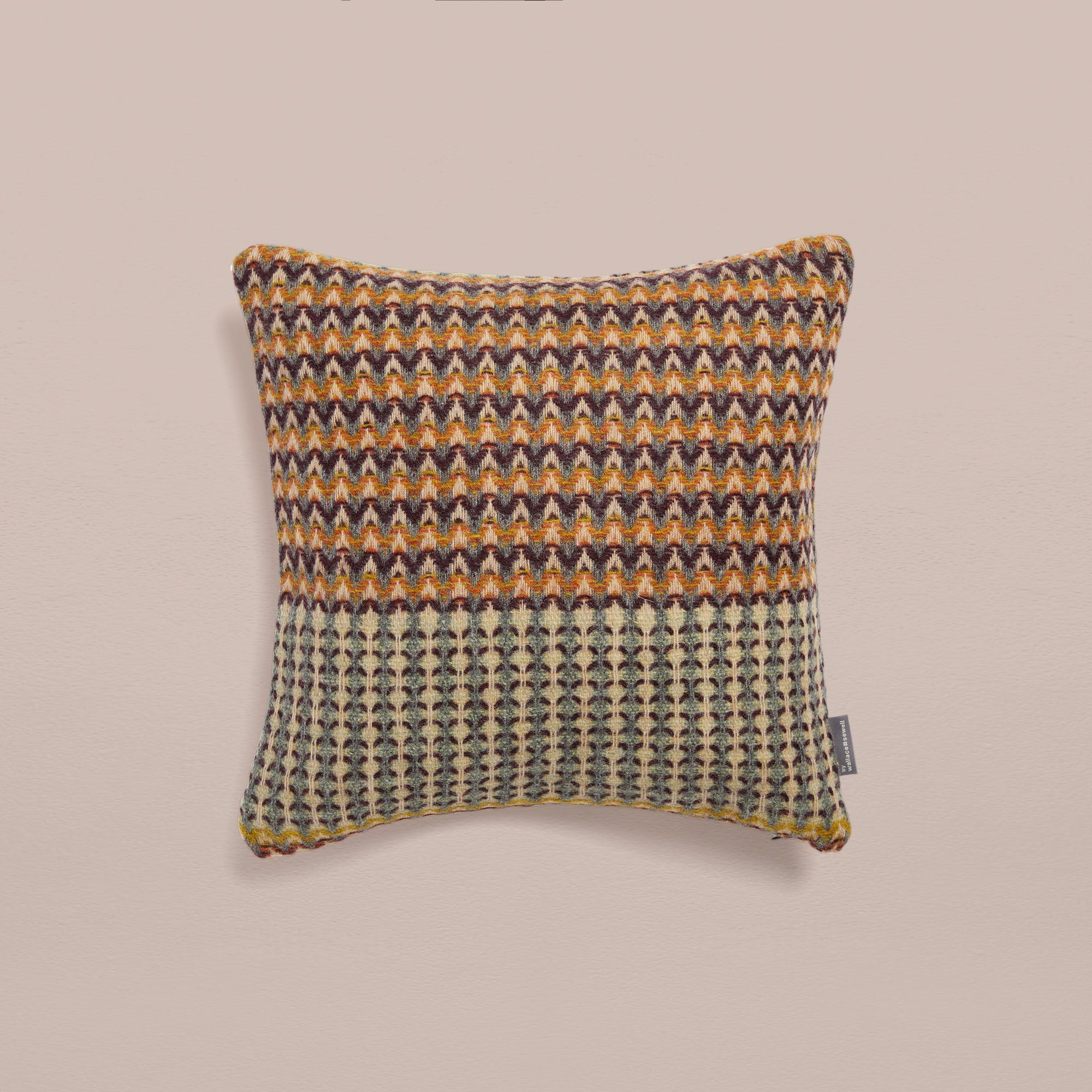 Goodee-Wallace Sewell-Shetland Wool Ripple Cushion Cover - Yosemite - Color - Maroon Zig Zag