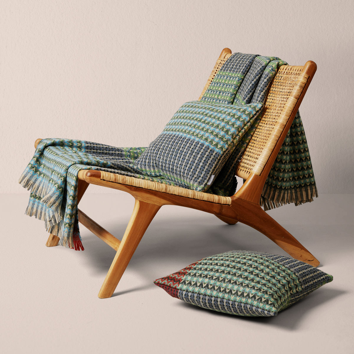 Goodee-Wallace Sewell-Shetland Wool Ripple Throw - Everglade - Color - Everglade