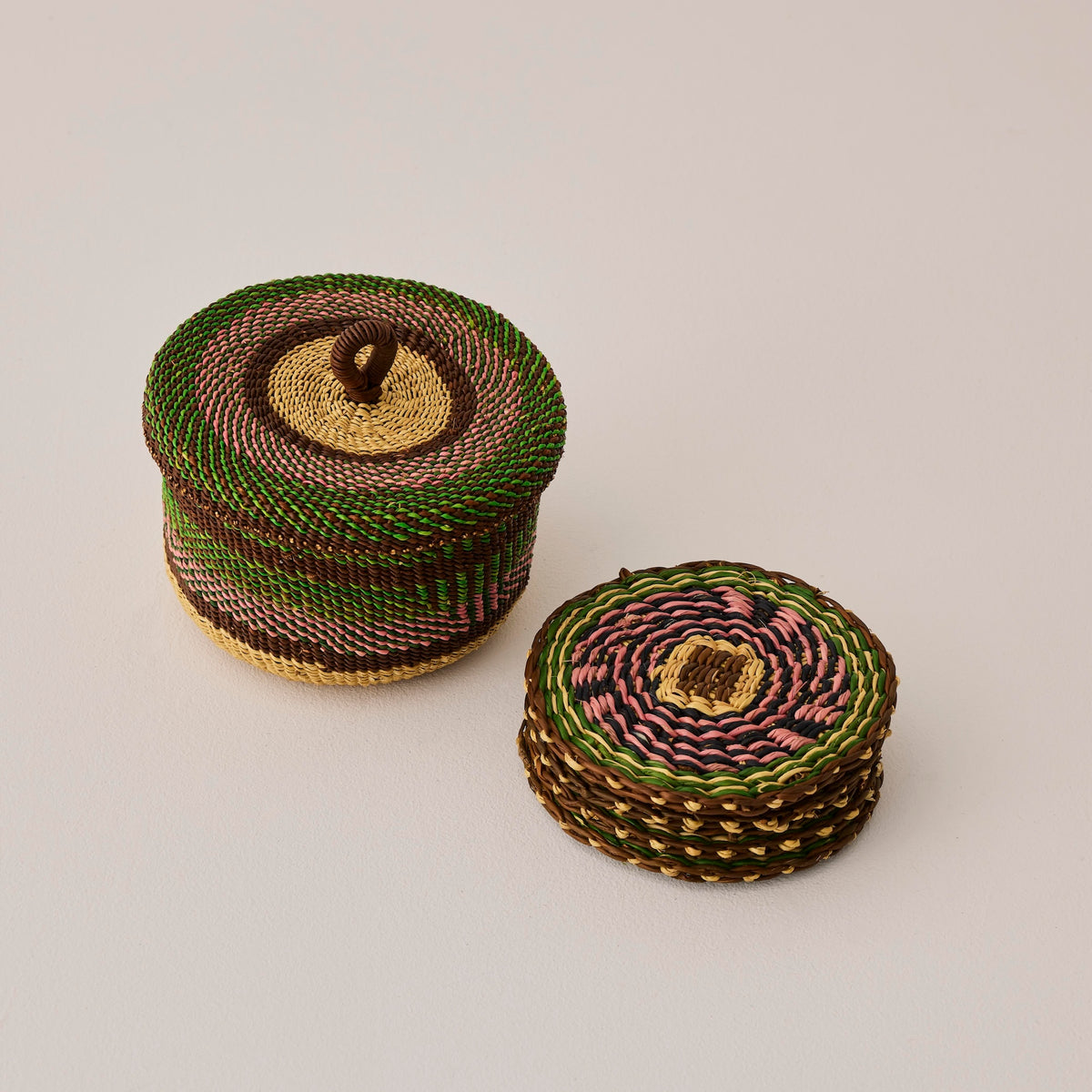 Goodee-Baba Tree-Coasters & Holder - Set of 6 - Exclusive - Color - Green/Brown