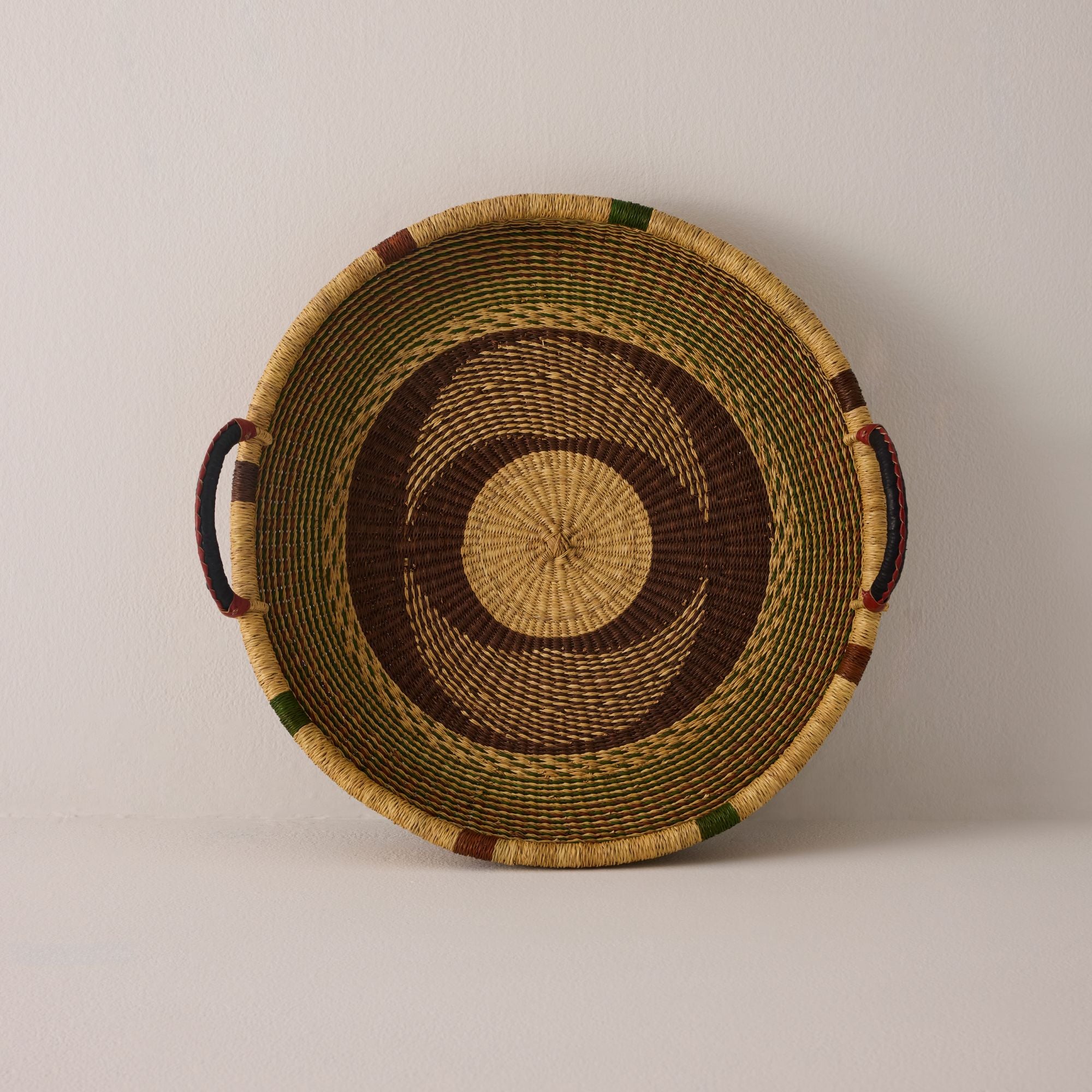 Goodee-Baba Tree-Large Woven Tray Wall Decor - Color - Brown & Green