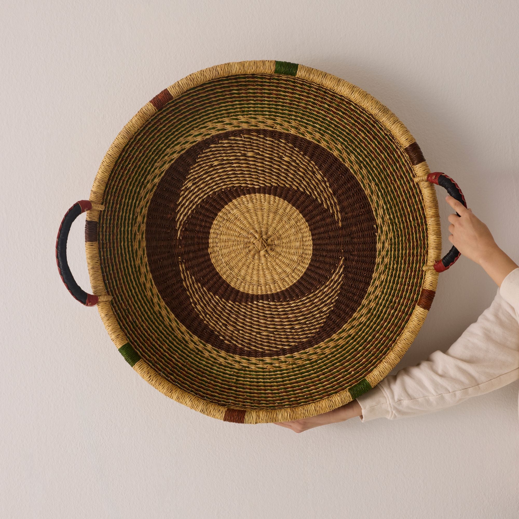 Goodee-Baba Tree-Large Woven Tray Wall Decor - Color - Brown & Green