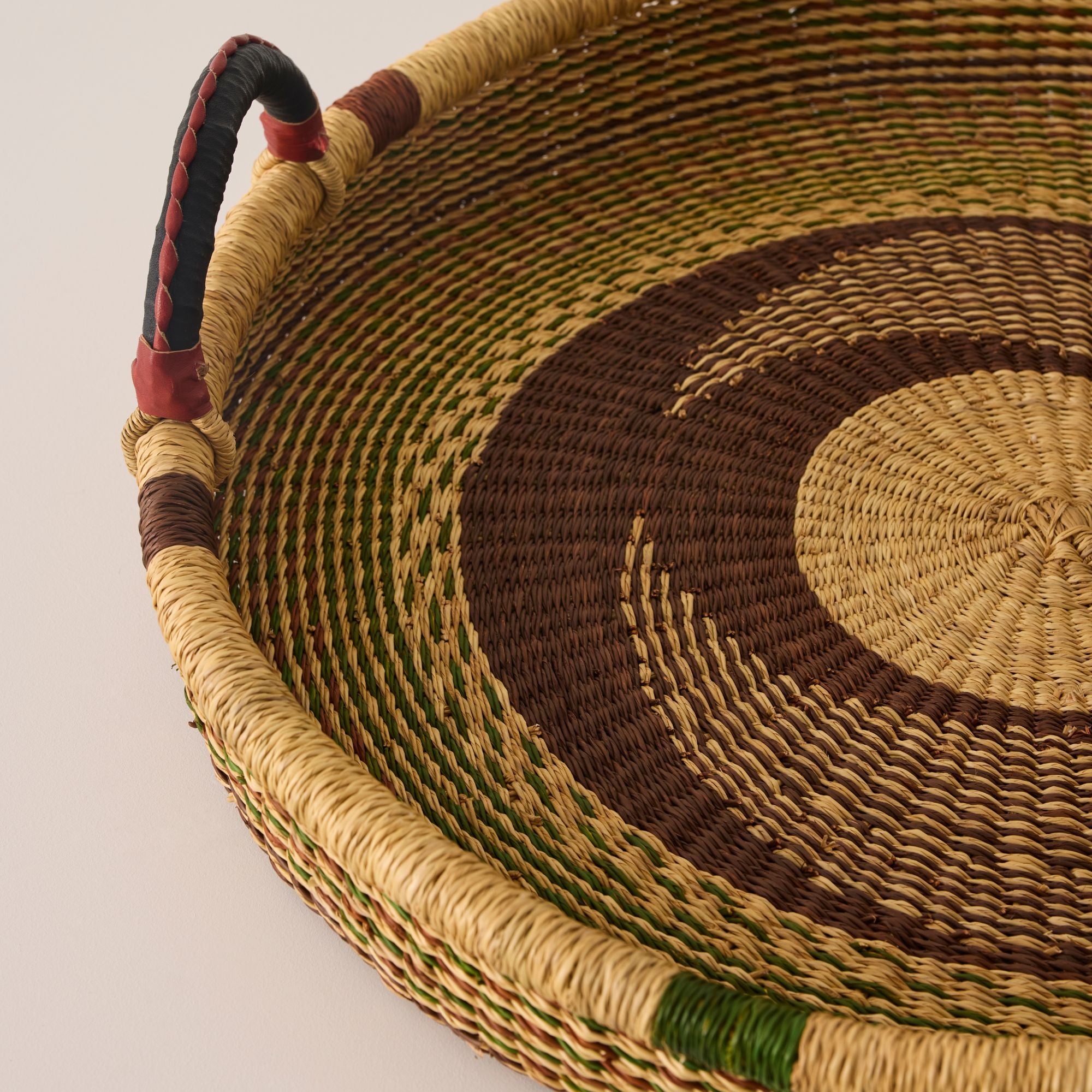 Goodee-Baba Tree-Large Woven Tray Wall Decor - Color - Brown & Green